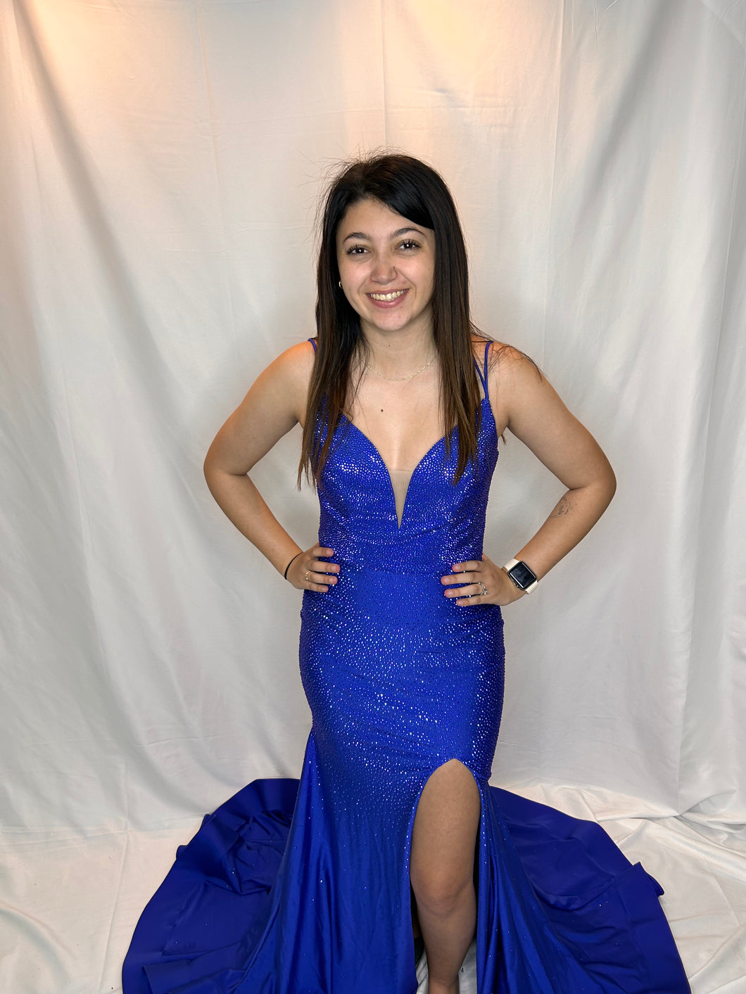 Jersey Hot Stone Lace Up Royal Blue Dress Moments to Remember Jersey Hot Stone Lace Up Royal Blue Dress Moments to Remember