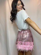 Light Pink Feather Fur Skirt