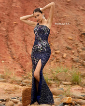 One Shoulder Floral Beaded Prom Dress