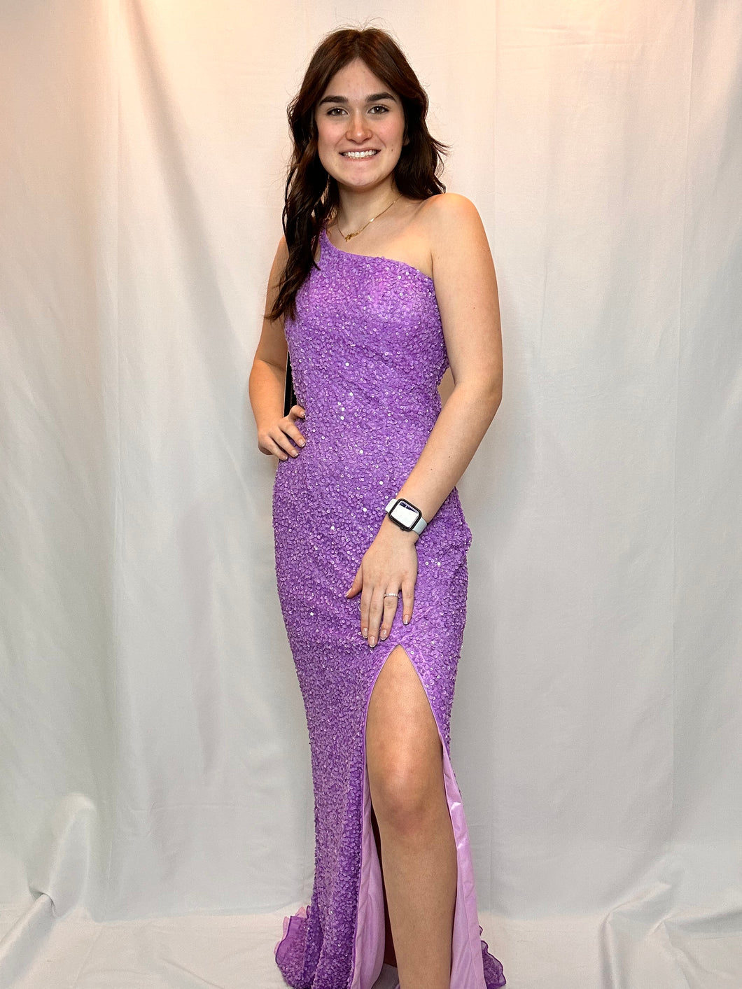 One Shoulder Sequin Prom Dress