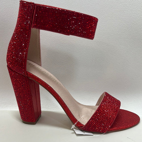 Natasha Red Rhinestone Shoes