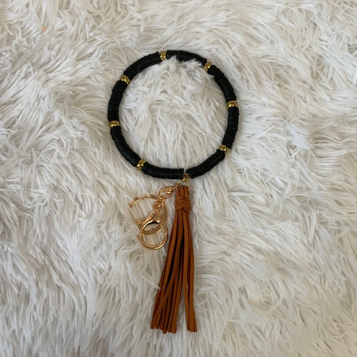 Rubber disc beaded key ring