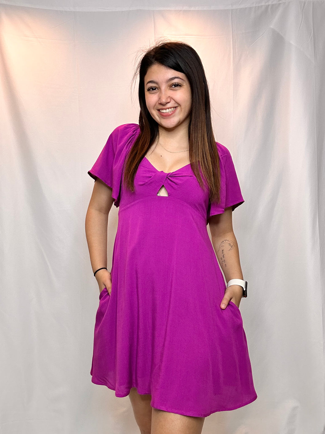 Dress with front knot