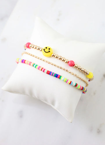 Smiley Disc Bracelet Sets