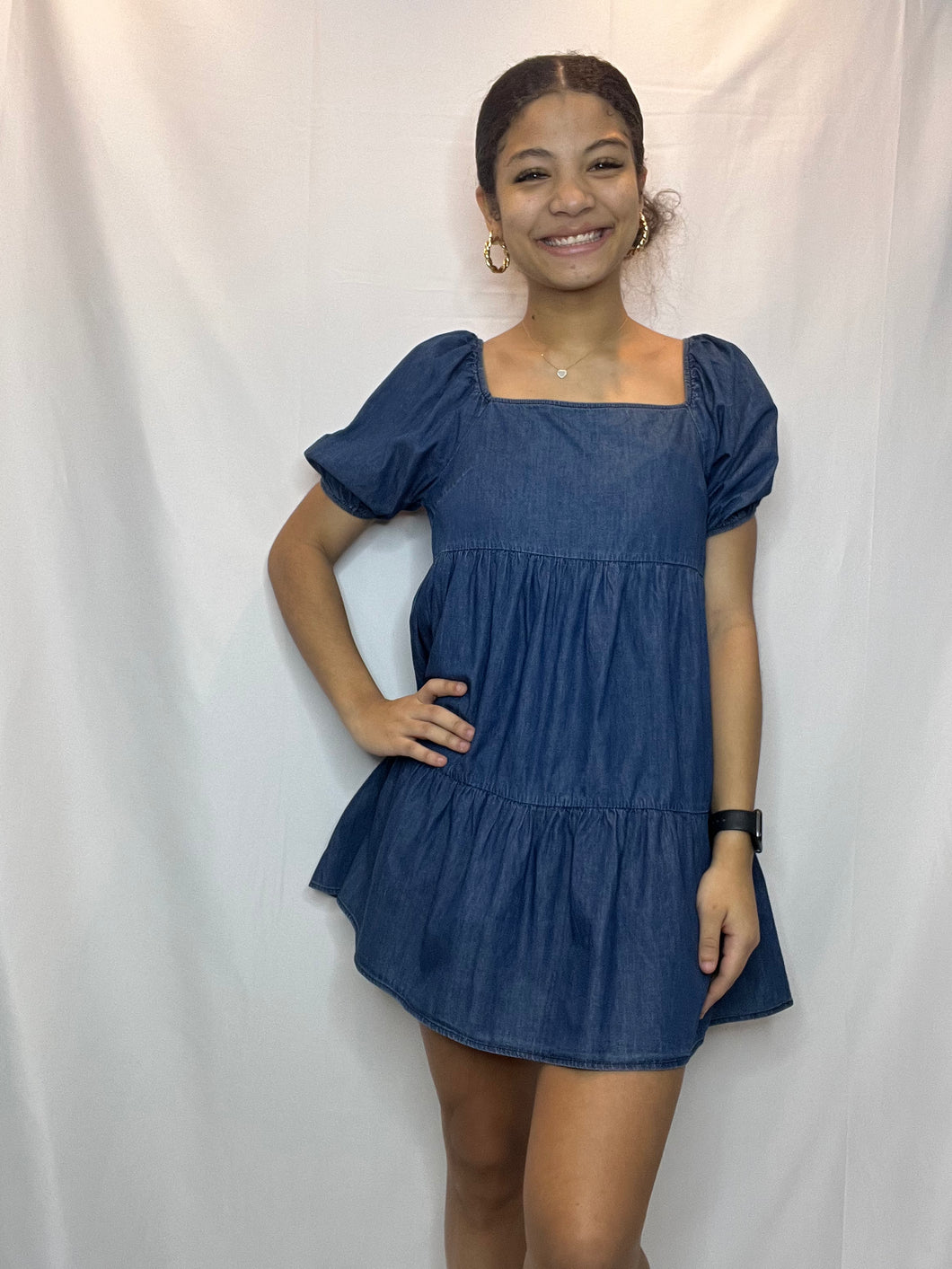 Denim Puff Sleeve Dress