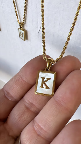 Shell Inlay Initial Necklaces