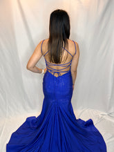 Jersey Hot Stone Lace Up Royal Blue Dress