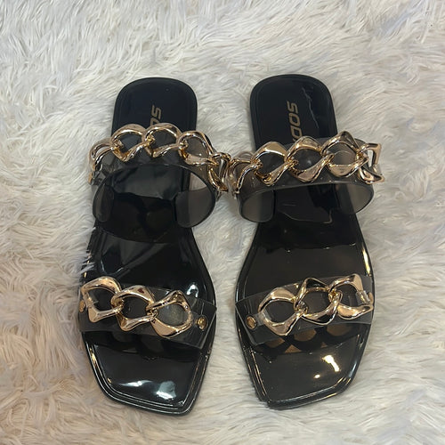 Black Chain Locked Sandals