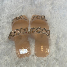 Nude Chain Locked Slides