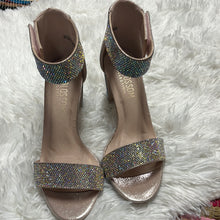 Nicky Blush Shimmer Ankle Wrap Heel