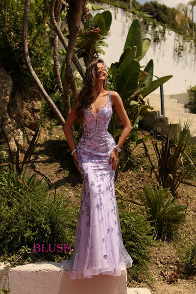 Lilac Chunk Glitter Floral Dress