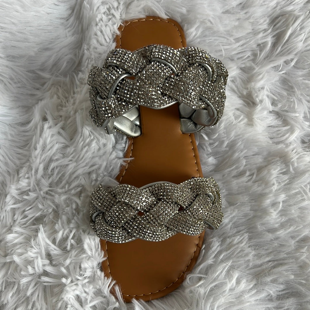 Braided Rhinestone Sandals